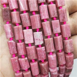 Natural Pink Rhodonite Beads A-Grade Column, approx 7-14mm [GB18074]