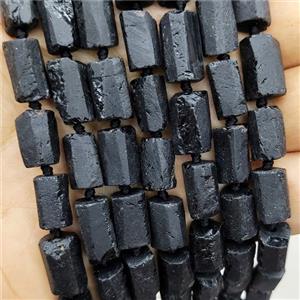 Natural Black Tourmaline Beads Column Rough, approx 7-14mm [GB18090]