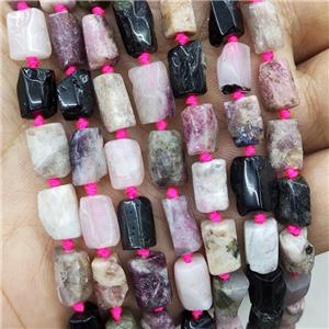 Natural Tourmaline Beads Multicolor Tube, approx 7-14mm [GB18092]