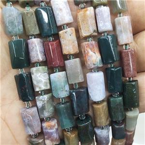 Natural Indian Agate Beads Multicolor Tube, approx 7-14mm [GB18103]