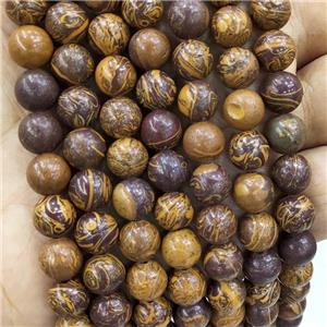 ElephantSkin Jasper Beads Brown Smooth Round, approx 6mm dia [GB18129-6MM]