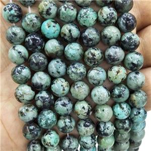 Natural African Turquoise Beads Green Smooth Round, approx 4mm dia [GB18130-4MM]