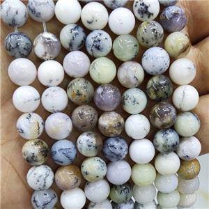 Natural Moss Opal Beads White Smooth Round, approx 8mm dia [GB18139-8MM]