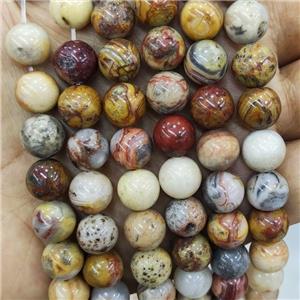 Natural Yellow Crazy Lace Agate Beads Smooth Round, approx 4mm dia [GB18167-4MM]
