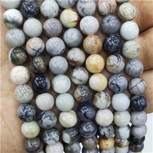 Black Picasso Jasper Beads Creek Smooth Round, approx 8mm dia [GB18177-8MM]