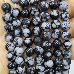 Natural Snowflake Jasper Beads Black White Smooth Round, approx 4mm dia [GB18183-4MM]