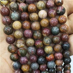 Natural Red Picasso Jasper Beads Creek Smooth Round, approx 4mm dia [GB18210-4MM]