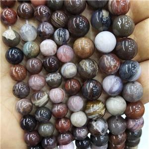 Natural Wood Petrified Jasper Beads Smooth Round, approx 4mm dia [GB18215-4MM]