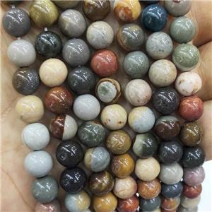 Natural American Polychrome Picture Jasper Beads Smooth Round, approx 12mm dia [GB18243-12MM]
