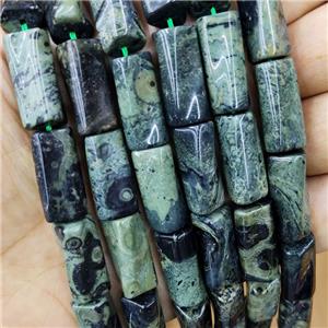 Natural Kambaba Jasper Beads Green Twist Tube, approx 10-20mm, 22pcs per st [GB18288]