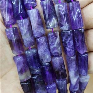 Natural Purple Amethyst Beads Twist Tube, approx 10-20mm, 22pcs per st [GB18289]