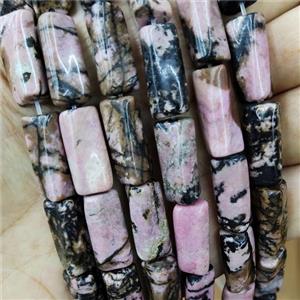 Natural Chinese Rhodonite Beads Pink Twist Tube, approx 10-20mm, 22pcs per st [GB18290]