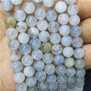Natural Blue Aquamarine Beads Smooth Round, approx 8mm dia [GB18302-8MM]