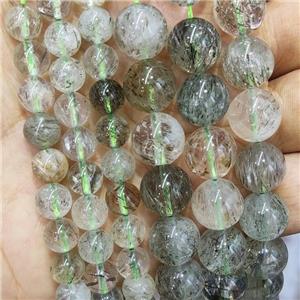 Natural Green Rutilated Quartz Beads Smooth Round, approx 8mm dia [GB18306-8MM]