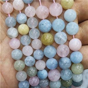 Natural Morganite Beads Multicolor Smooth Round, approx 4mm dia [GB18307-4MM]