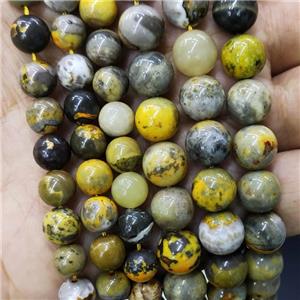 Natural Indonesia Bumblebee Jasper Beads Yellow Smooth Round, approx 8mm dia [GB18311-8MM]