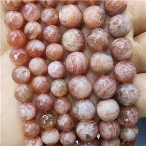 Natural Peach Sunstone Beads Smooth Round, approx 6mm dia [GB18313-6MM]