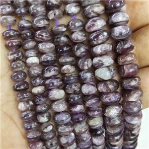 Natural Peruvian Lepidolite Beads Smooth Rondelle Purple, approx 6.5mm [GB18340-6.5MM]