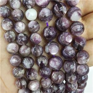 Natural Peruvian Lepidolite Beads Smooth Round Purple, approx 8mm [GB18341-8MM]