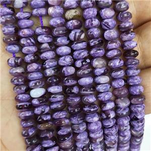 Natural Peruvian Lepidolite Beads Purple Dye Smooth Rondelle, approx 6.5mm [GB18342]
