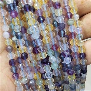 Natural Fluorite Beads Multicolor Faceted Round, approx 6mm [GB18350]