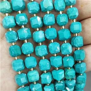 Green Magnesite Turquoise Cube Beads Dye Faceted, approx 8-10mm [GB18354]