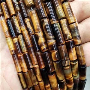 Natural Tiger Eye Stone Tube Beads, approx 4x13mm [GB18369-4X13MM]