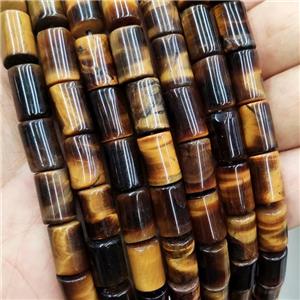 Natural Tiger Eye Stone Tube Beads Column, approx 8-12mm [GB18370]