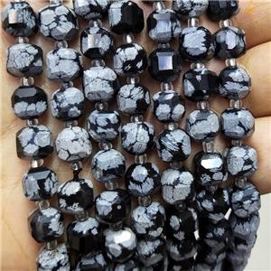Natural Snowflake Jasper Beads Faceted Cube, approx 8-9mm [GB18385]