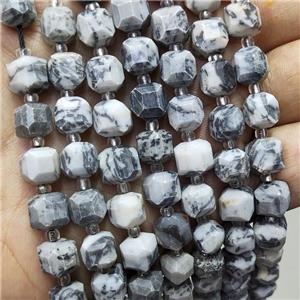 Natural Gray Map Jasper Beads Faceted Cube, approx 8-9mm [GB18386]