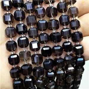 Smoky Quartz Beads Faceted Cube, approx 8-9mm [GB18389]