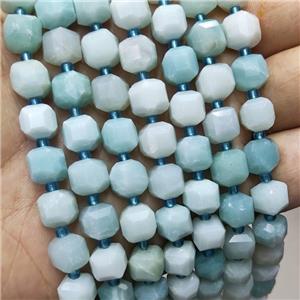 Natural Blue Amazonite Beads Faceted Cube, approx 8-9mm [GB18395]