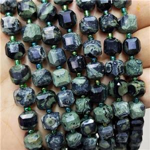 Natural Kambaba Jasper Beads Faceted Cube Green, approx 8-9mm [GB18400]