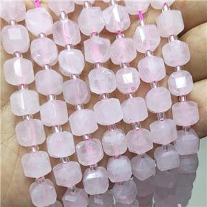 Natural Pink Rose Quartz Beads Faceted Cube, approx 8-9mm [GB18402]