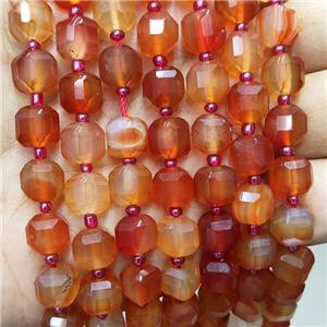Red Agate Beads Faceted Cube Dye, approx 8-9mm [GB18404]