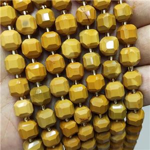 Natural Yellow Mookaite Beads Faceted Cube, approx 8-9mm [GB18409]