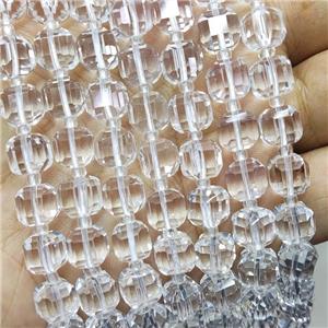 Natural Clear Quartz Beads Faceted Cube, approx 8-9mm [GB18414]