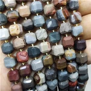 Natural Ocean Jasper Beads Faceted Cube Multicolor, approx 8-9mm [GB18415]