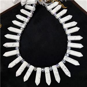 White Howlite Turquoise Bullet Beads, approx 8-30mm [GB18419]