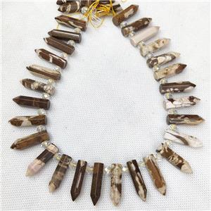 Natural Australian Zebra Jasper Bullet Beads Coffee, approx 8-30mm [GB18421]