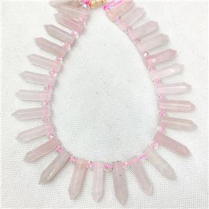 Natural Pink Rose Quartz Bullet Beads, approx 8-30mm [GB18435]