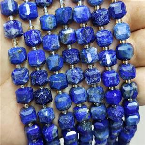 Natural Lapis Lazuli Beads Faceted Cube, approx 8-9mm [GB18454]