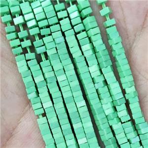 Green Oxidative Agate Square Beads, approx 1x2mm [GB18464]