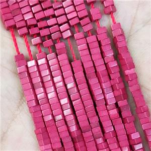 Red Oxidative Agate Square Beads, approx 1x2mm [GB18466]