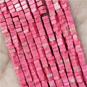Red Oxidative Agate Square Beads, approx 1x2mm [GB18474]
