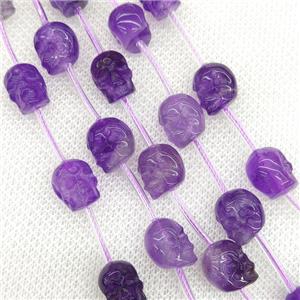Natural Purple Amethyst Skull Beads Carved, approx 8-10mm, 12pcs per st [GB18495-S]