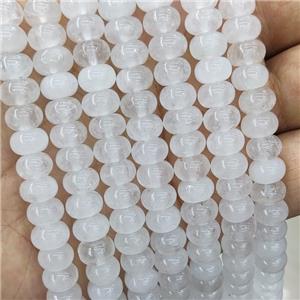 White Quartzite Jade Beads Smooth Rondelle, approx 8mm [GB18515]