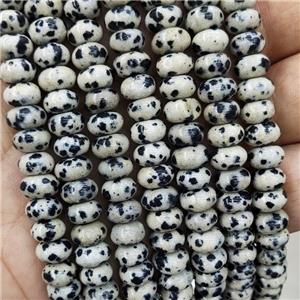Black Dalmatian Jasper Beads Smooth Rondelle, approx 8mm [GB18516]