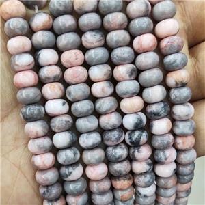 Pink Zebra Jasper Beads Smooth Rondelle, approx 8mm [GB18520]