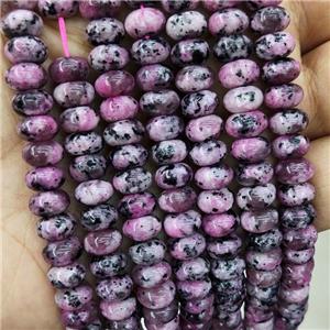 Kiwi Jasper Beads Pink Dye Smooth Rondelle, approx 8mm [GB18531]